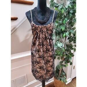 Moda International Women's Black Rayon Floral Sleeveless Knee Length Dress 12